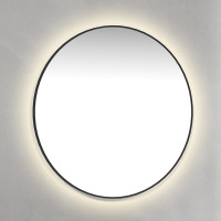 Pyöreä peili 70 cm musta kehys + taustavalo
