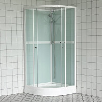 Suihkukaappi Luoto pyöreä 90 x 90 cm - valkoinen profiili, kirkas lasi