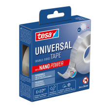 Kaksipuolinen teippi tesa Nano 3 m x 30 mm läpinäkyvä