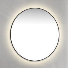 Pyöreä peili 90 cm musta kehys + taustavalo