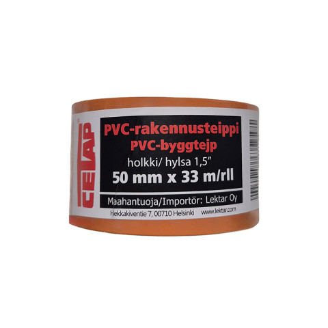 PVC-rakennusteippi oranssi 50 mm x 33 m