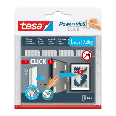 Tarraliuska tesa Powerstrips Click L 4kpl