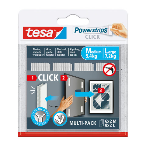 Tarraliuska tesa Powerstrips Click combo 6 x M, 8 x L