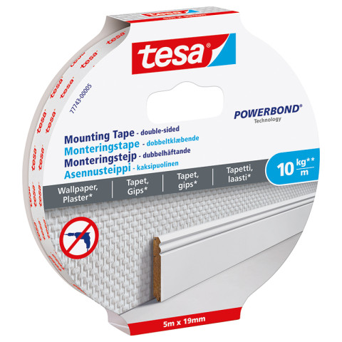 Kaksipuolinen teippi tesa tapetti 5 m x 19 mm