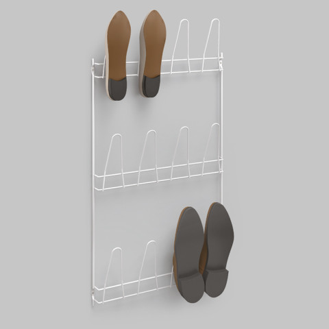 Kenkäteline seinälle 6 parille valkoinen